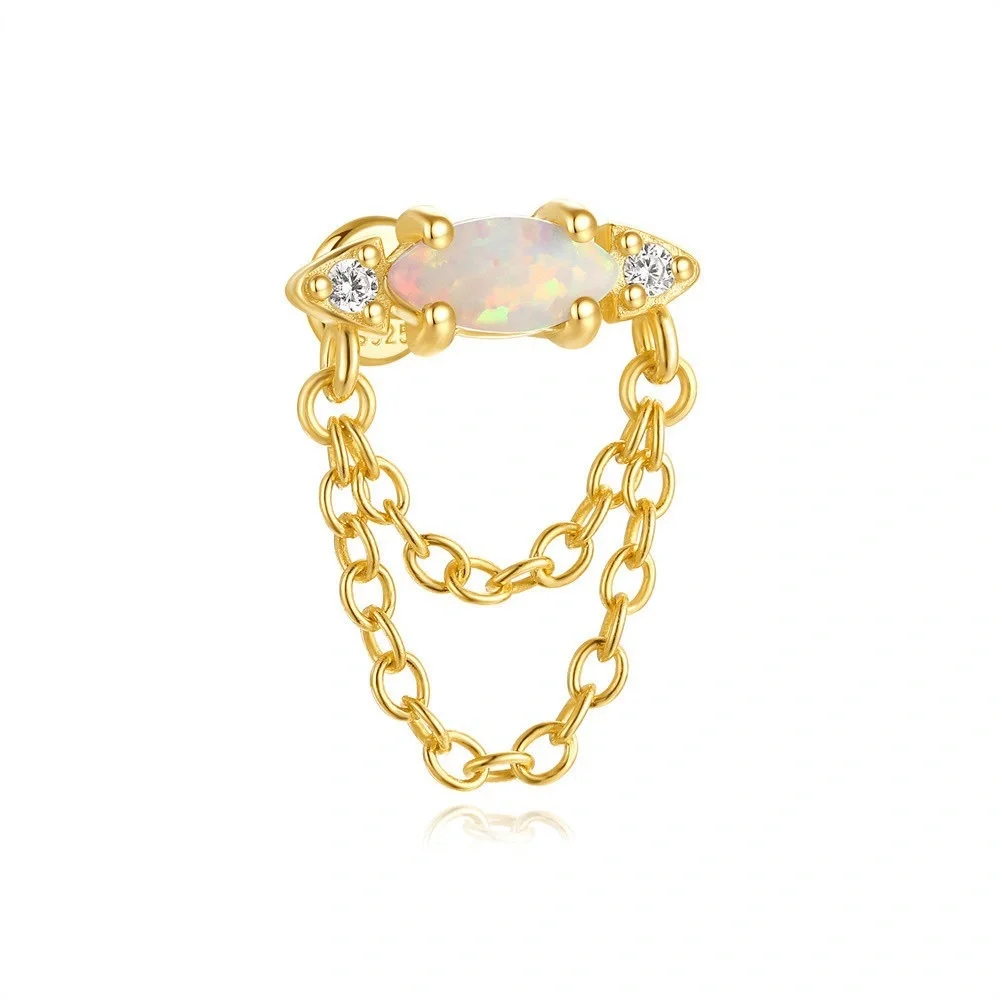 Gold S925 and Opal Chain cartilage Earring